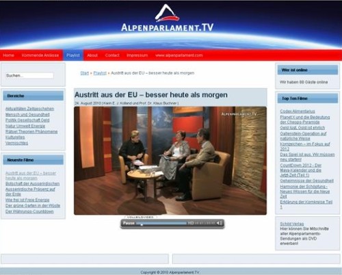 Alpenparlament.TV über den EU-Austritt vom 24.8.2010